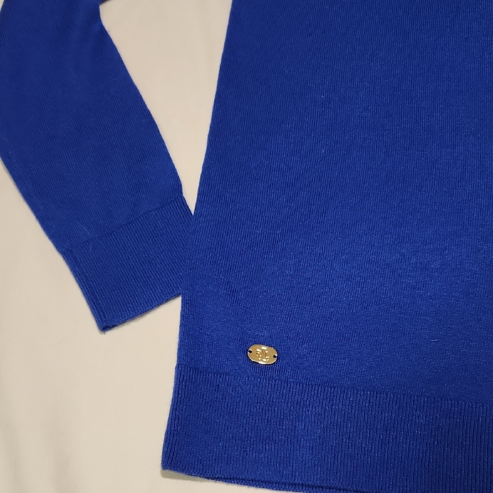 Ralph Lauren | Royal Blue Silk/Blend Turtleneck Sweater Sz XsTP - Picture 3 of 5